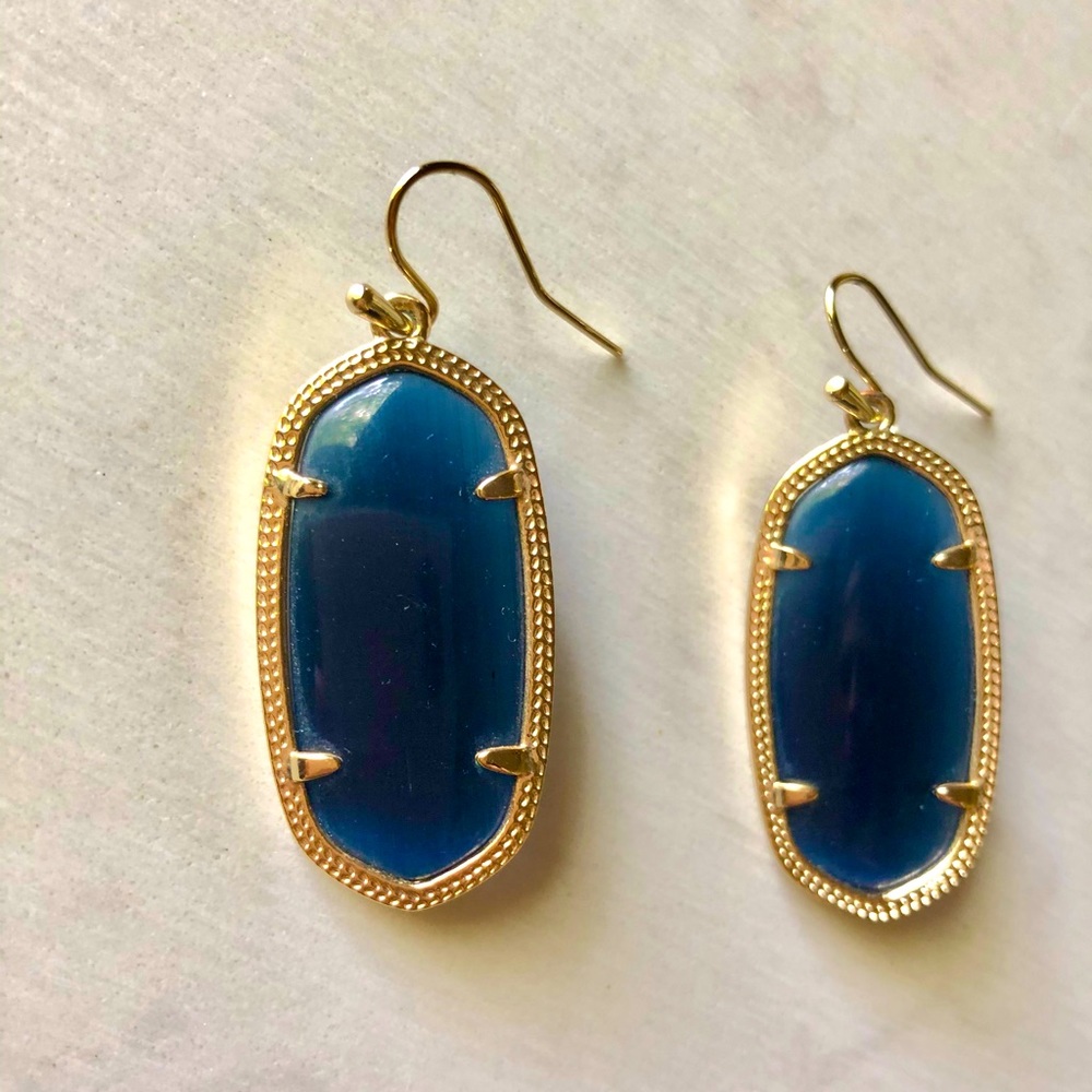 Kendra Scott Elle Gold Drop Earrings in Navy